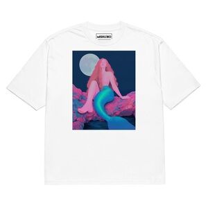 Unisex White T-Shirt with Mermaid Graphic